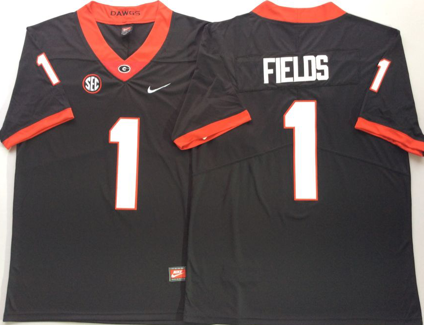 Georgia Bulldogs Black #1 FIELDS Stitched Jersey