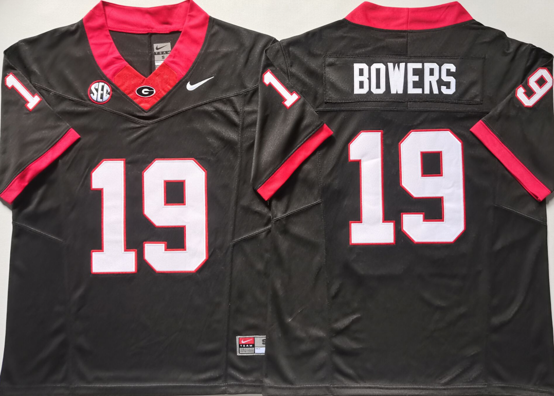 Georgia Bulldogs Black #19 BOWERS Stitched Jersey