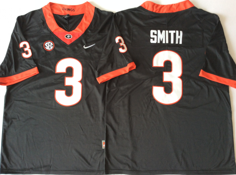 Georgia Bulldogs Black #3 SMITH Stitched Jersey