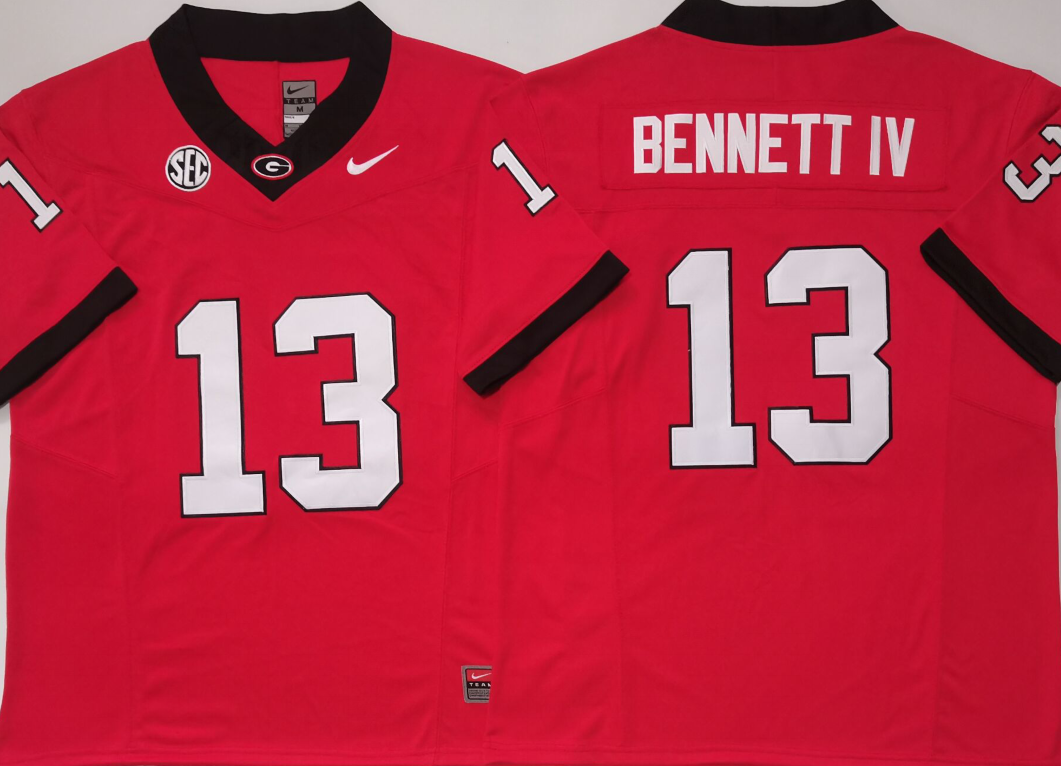 Georgia Bulldogs Red #13 BENNETT IV Stitched Jersey