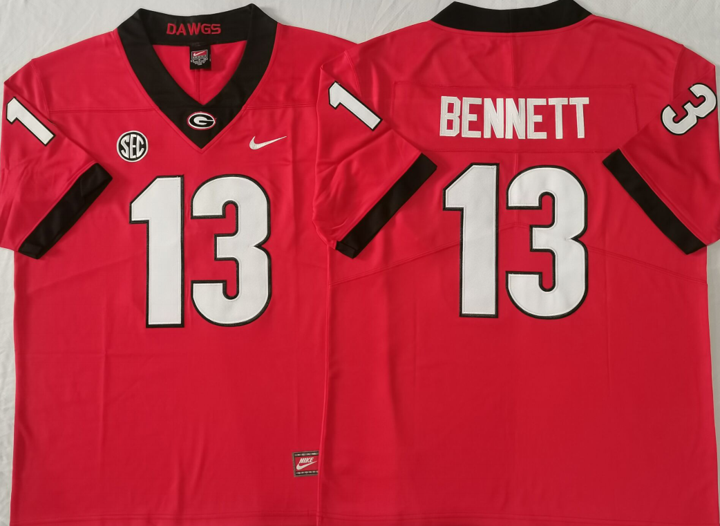 Georgia Bulldogs Red #13 BENNETT Stitched Jersey