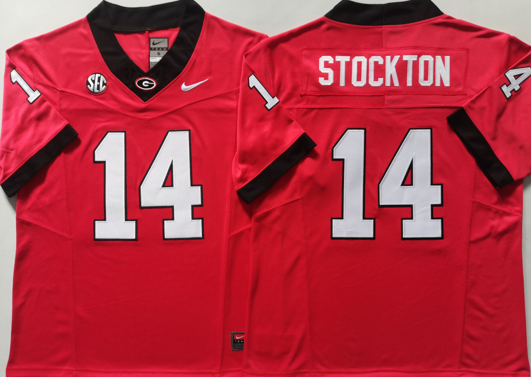 Georgia Bulldogs Red #14 STOCKTON Stitched Jersey