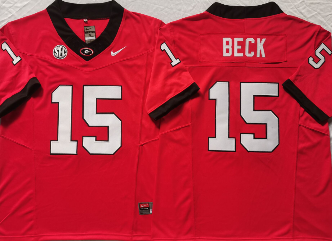 Georgia Bulldogs Red #15 BECK Stitched Jersey