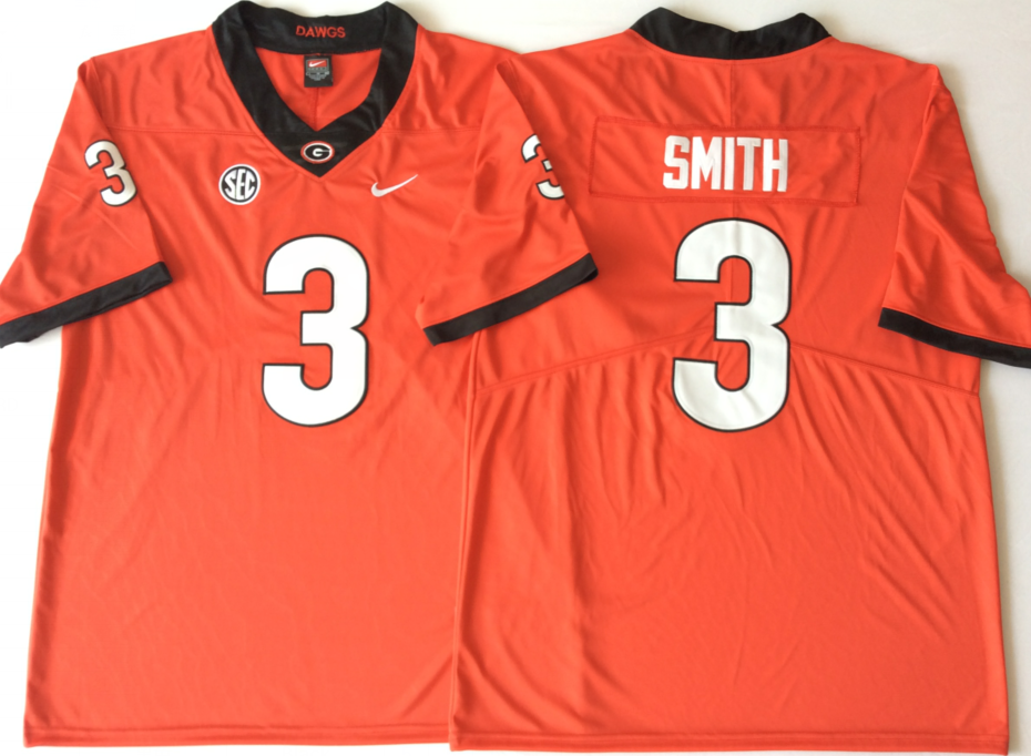 Georgia Bulldogs Red #3 SMITH Stitched Jersey