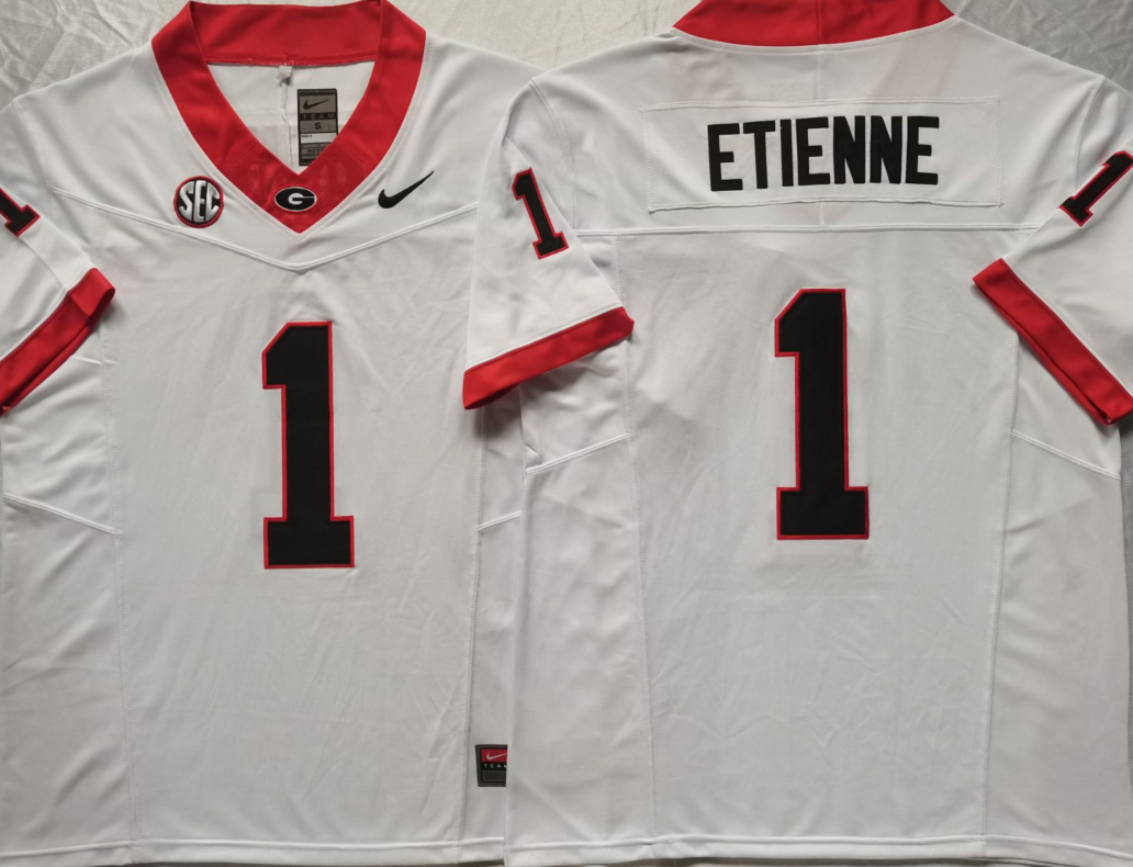 Georgia Bulldogs White #1 ETIENNE Stitched Jersey