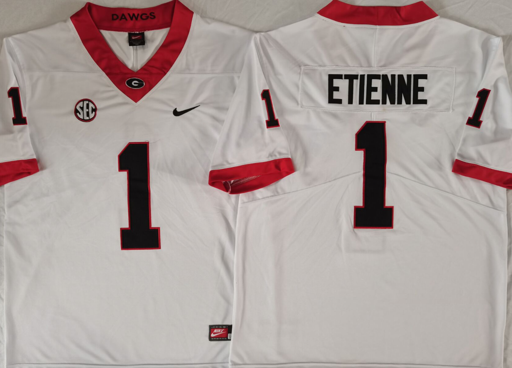 Georgia Bulldogs White #1 ETIENNE Stitched Jersey
