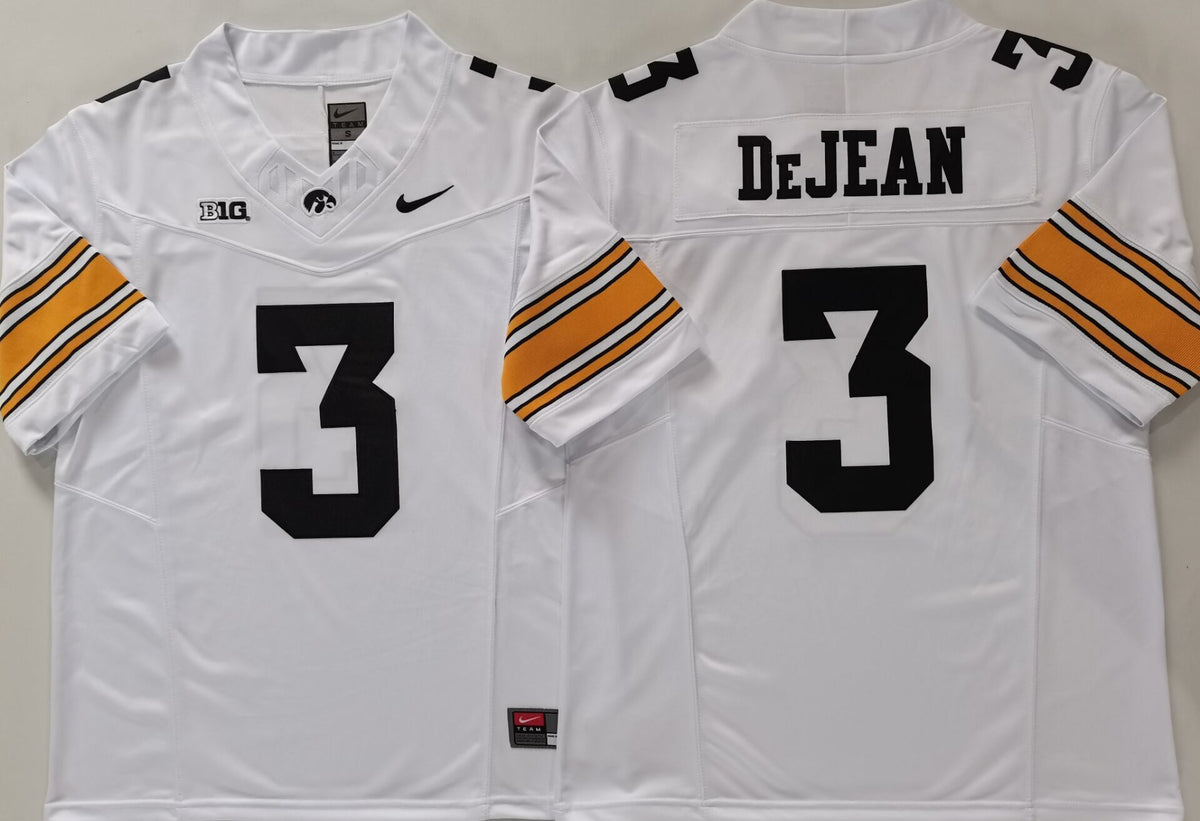 Iowa Hawkeyes White #3 DEJEAN Stitched Jersey