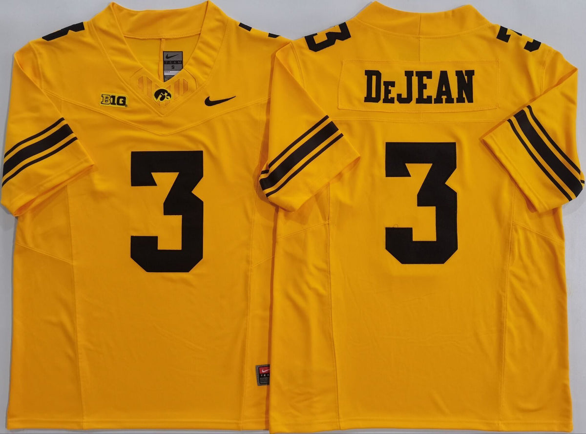 Iowa Hawkeyes Yellow #3 DEJEAN Stitched Jersey