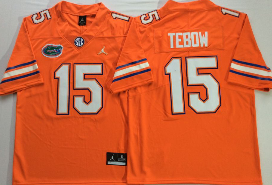 Jordan Florida Gators Orange #15 TEBOW Stitched Jersey