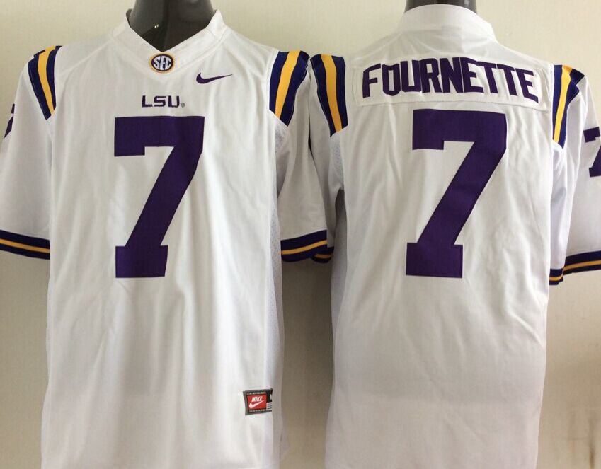 LSU Tigers #7 White Fournette Stitched Jersey