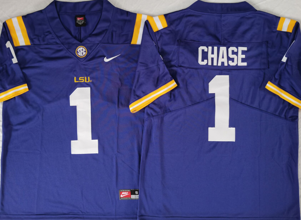 LSU Tigers Purple #1 CHASE Stitched Jersey