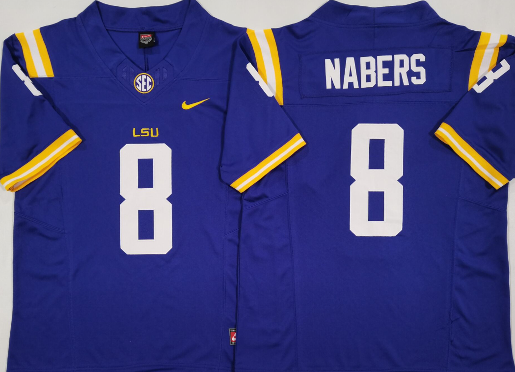 LSU Tigers Purple #8 NABERS Stitched Jersey