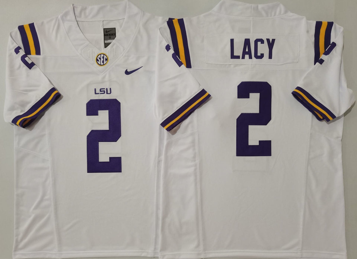LSU Tigers White #2 LACY Stitched Jersey
