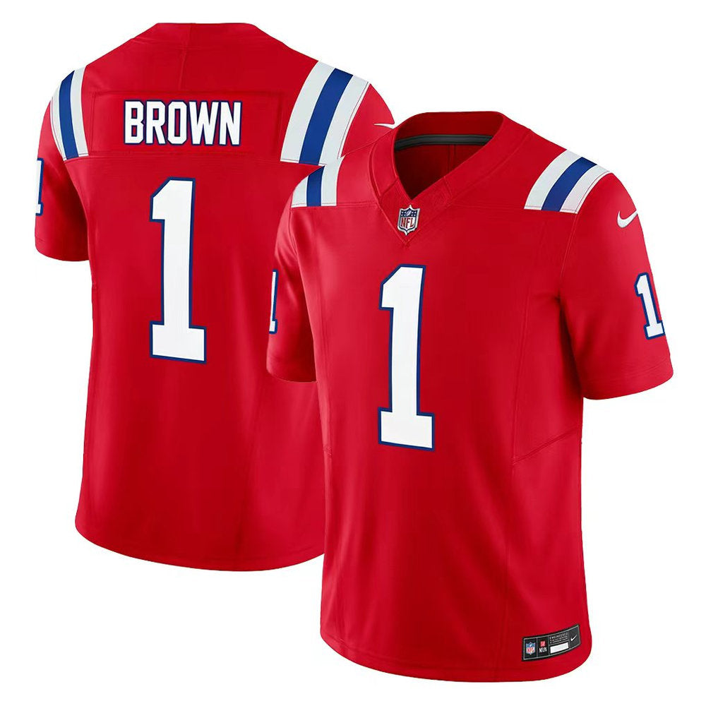 Men’s New England Patriots #1 A.J. Brown Red Vapor F.U.S.E. Limited Jersey