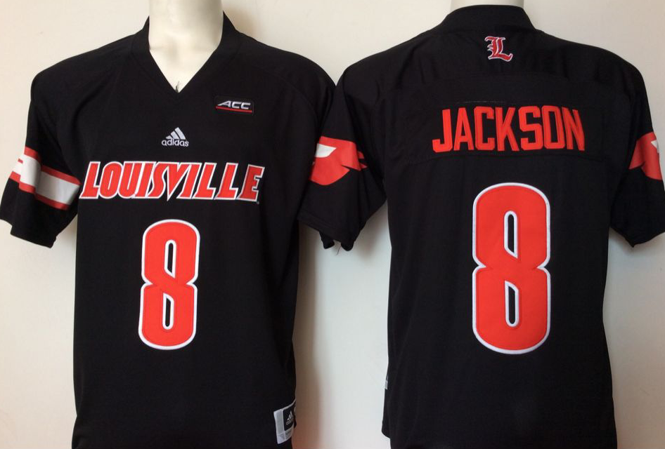 Louisville Cardinals Black #8 Jackson Stitched Jersey