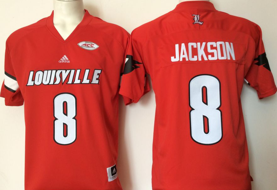 Louisville Cardinals Red #8 Jackson Stitched Jersey