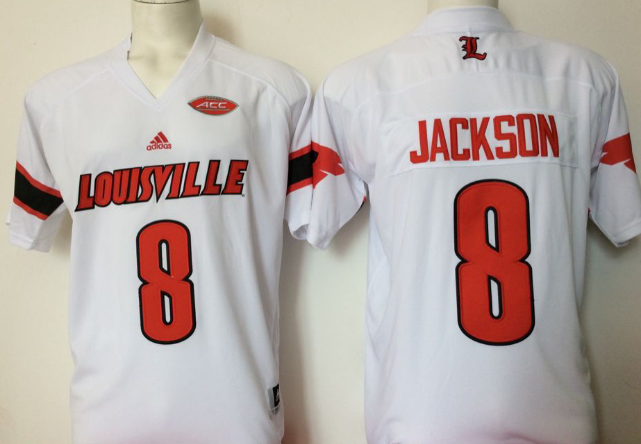 Louisville Cardinals White #8 Jackson Stitched Jersey