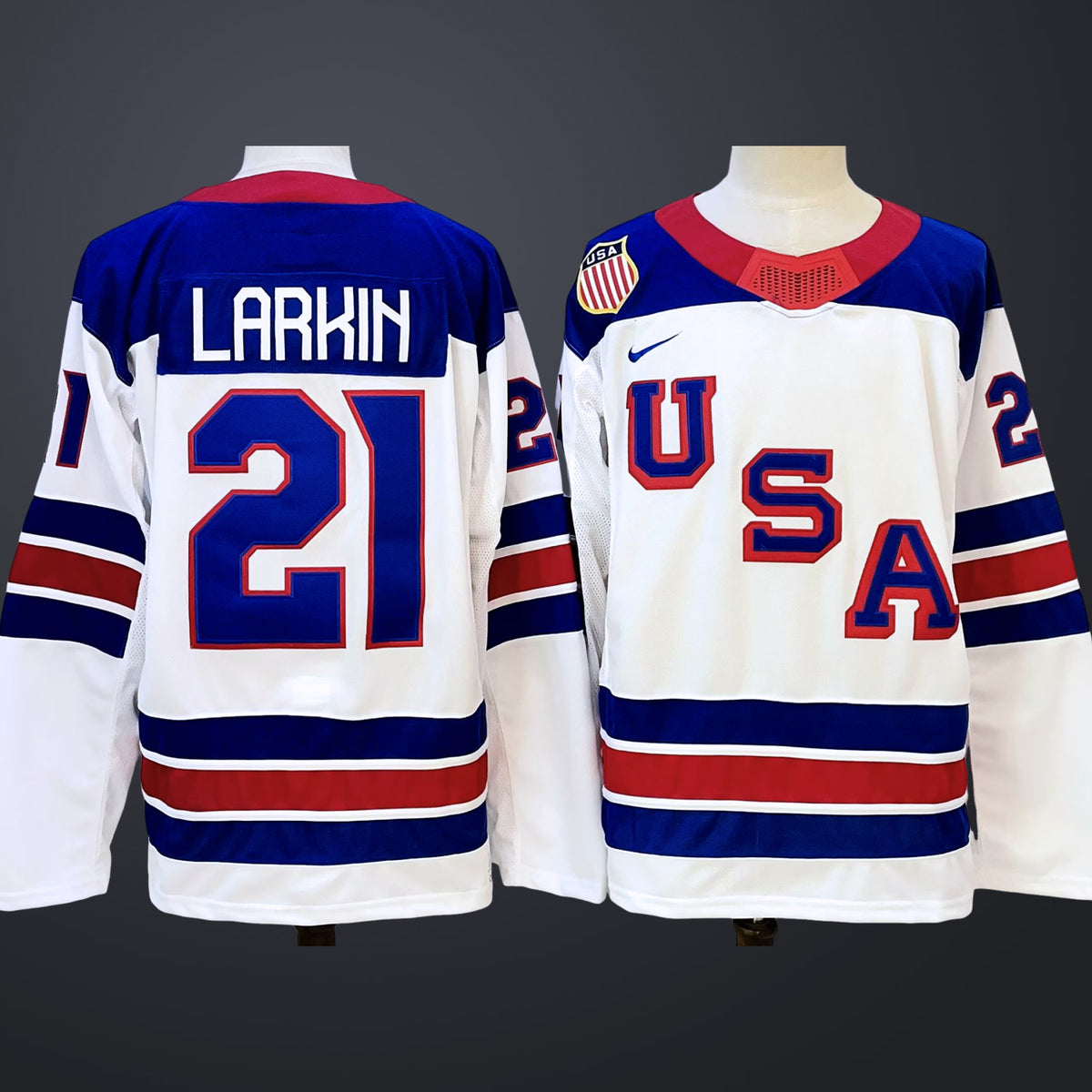Men’s #21 LARKIN Team USA 2026 White Away Stitched Jersey