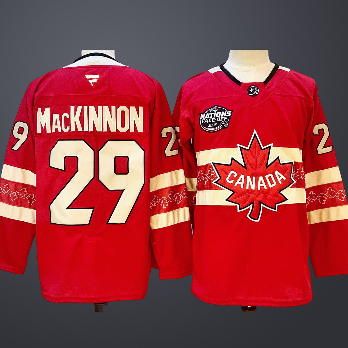 Men’s 4 Nations NHL Hockey #29 Nathan MacKinnon Jersey Red