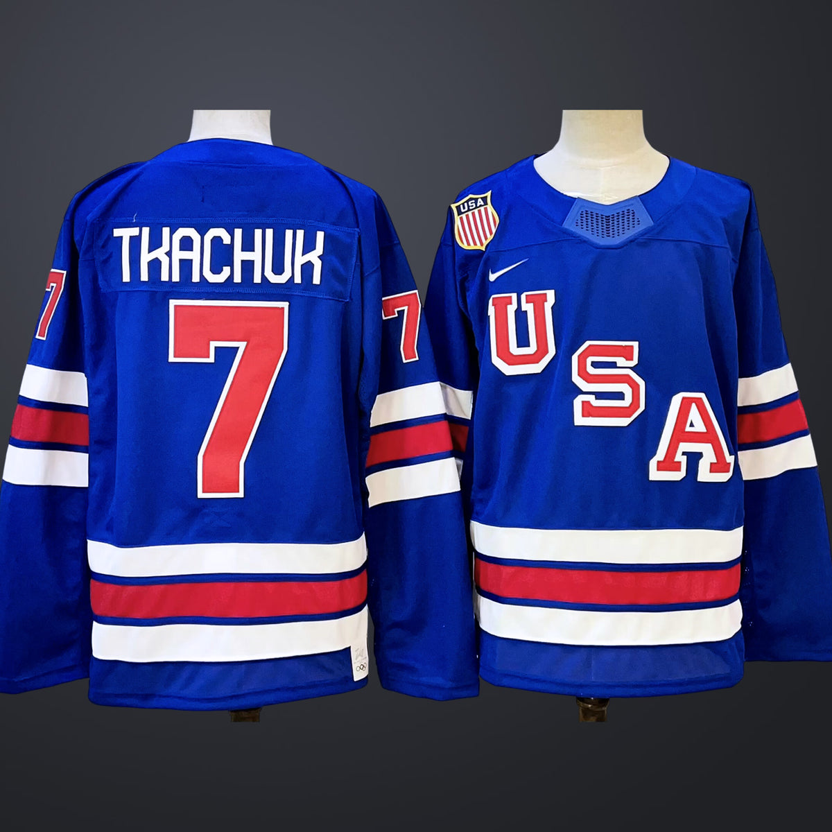 Men’s #7 TKACHUK Team USA 2026 Olympic Navy Stitched Jersey