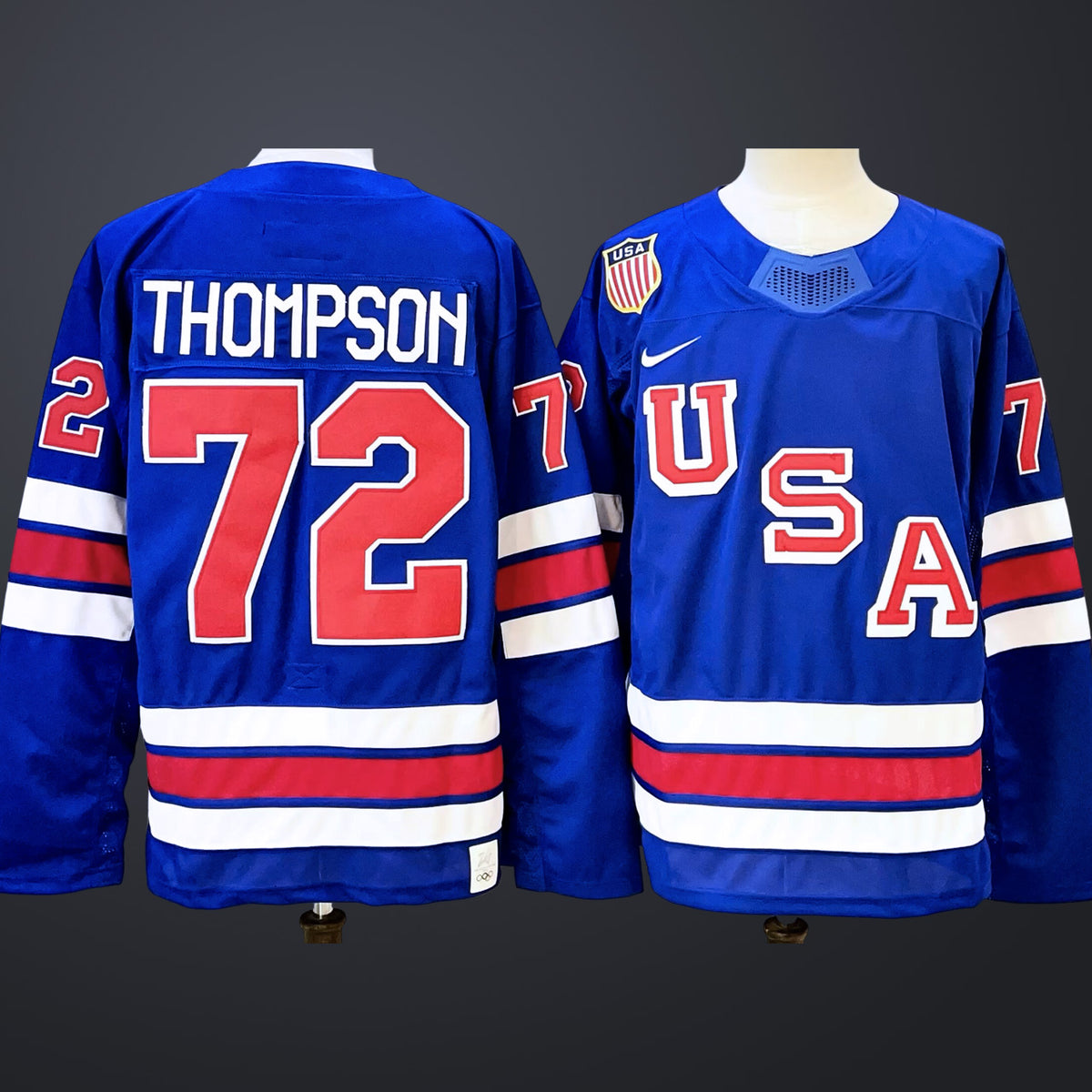 Men’s #72 THOMPSON Team USA 2026 Olympic Navy Stitched Jersey
