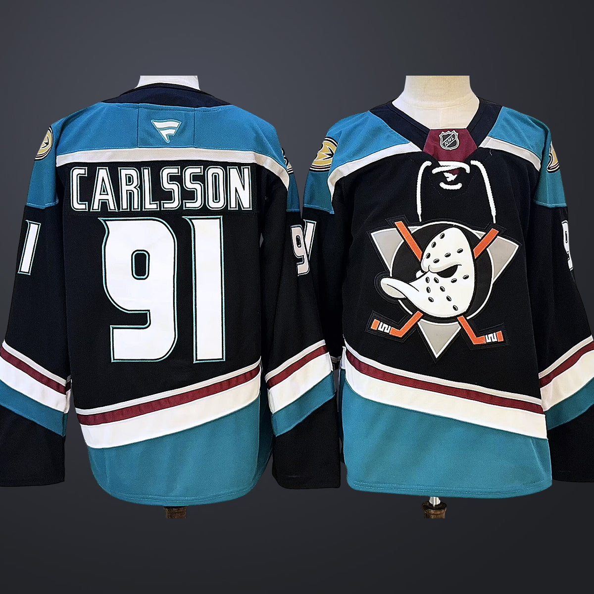 Men’s Anaheim Ducks #91 Carlsson BlackTeal Stitched Jersey