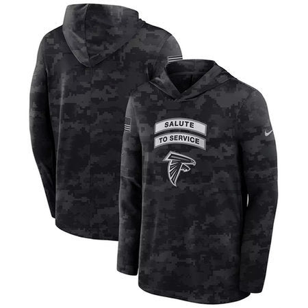 Men’s Atlanta Falcons Black 2026 Salute to Service Sideline Lightweight Dri-FIT Long Sleeve Top Hoodie