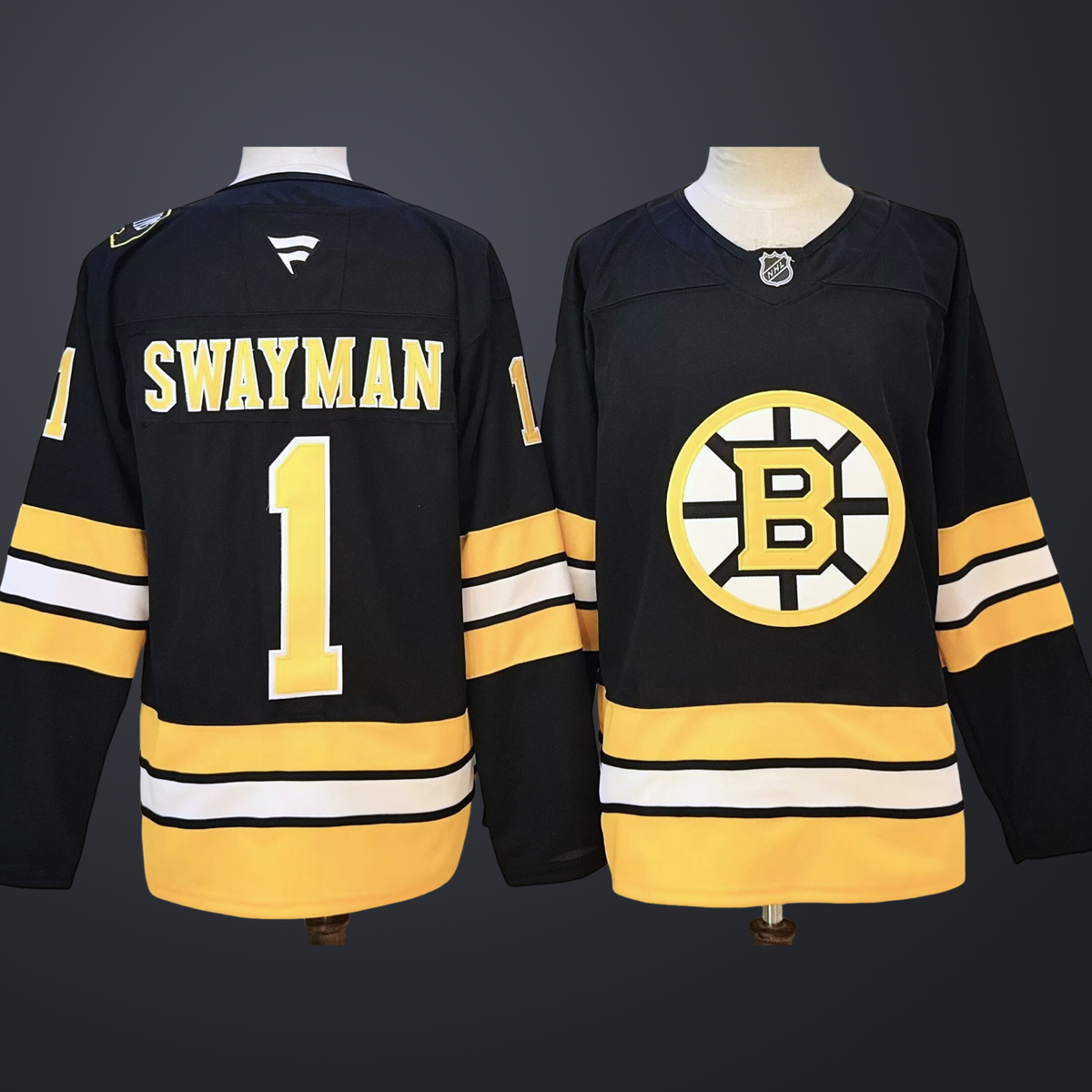 Men’s Boston Bruins #1 Jeremy Swayman Black Stitched Hockey Jersey