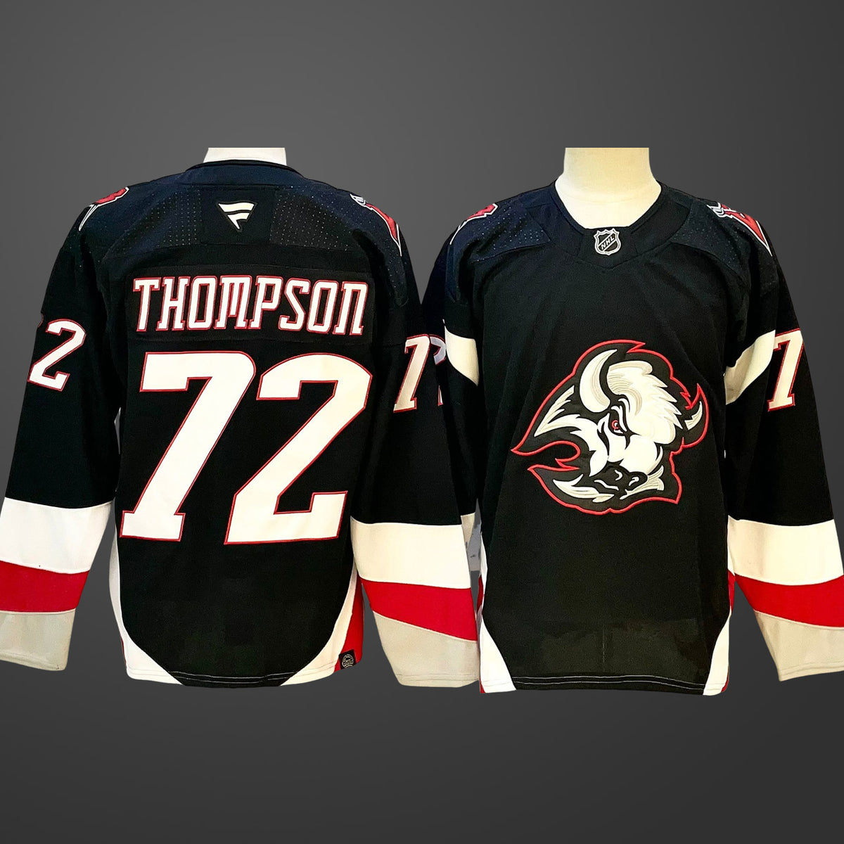 Men’s Buffalo Sabres #72 Tage Thompson Black 2024-25 Alternate Stitched Hockey Jersey