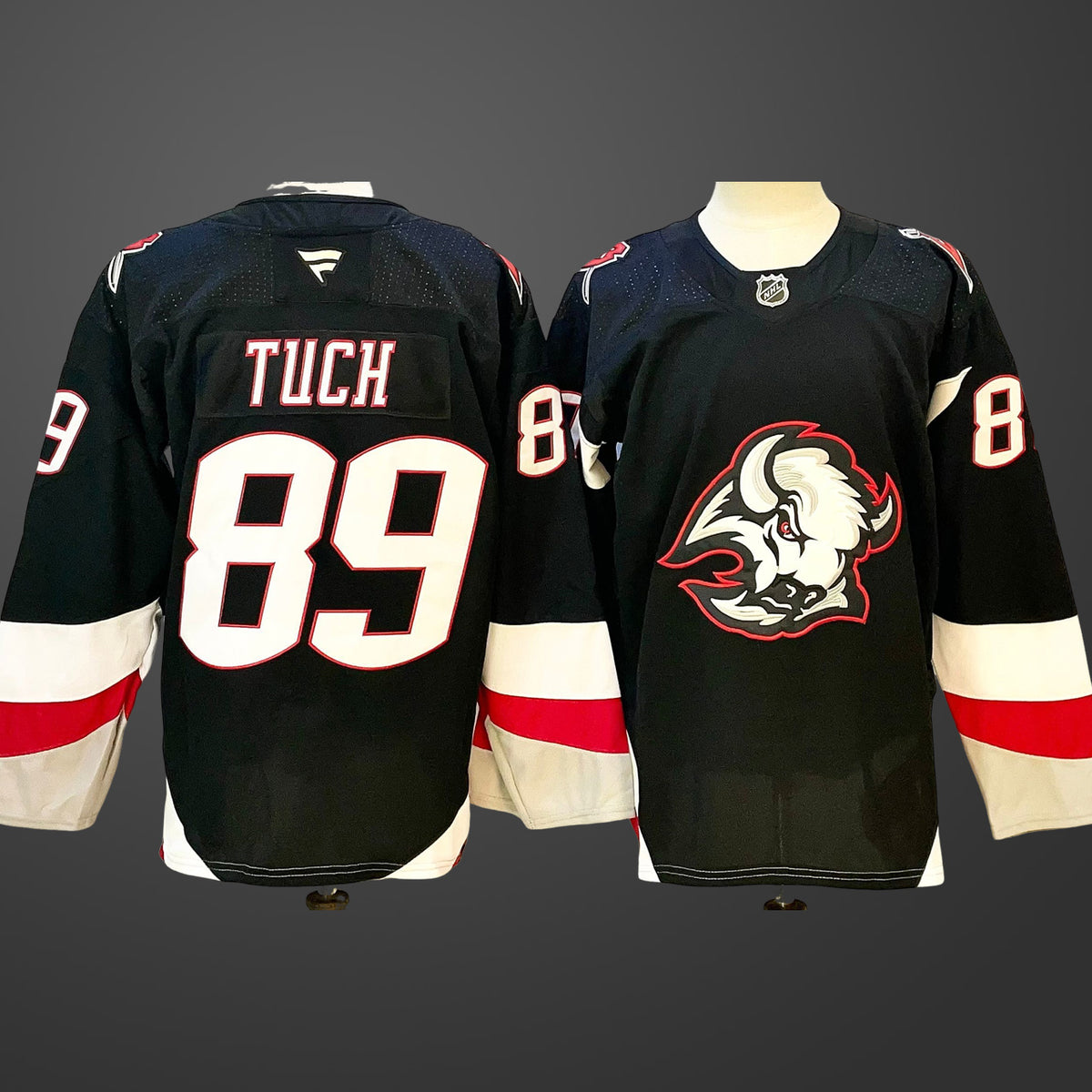 Men’s Buffalo Sabres #89 Alex Tuch Black 2024-25 Alternate Stitched Hockey Jersey