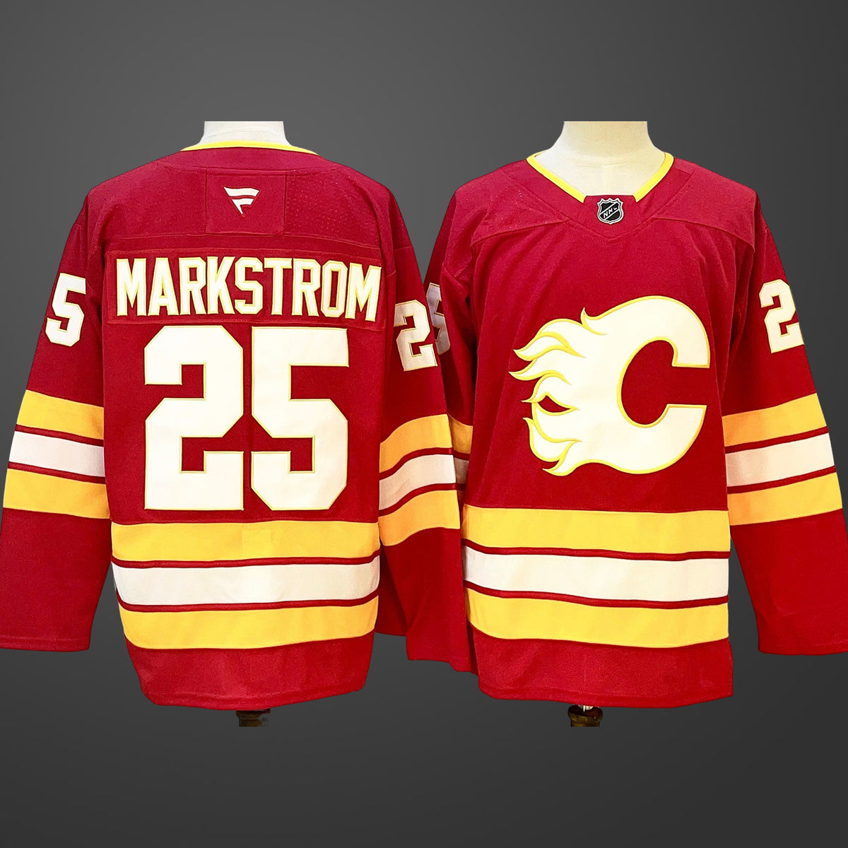 Men’s Calgary Flames #25 Jacob Markström Red 2024-25 Home Stitched Hockey Jersey