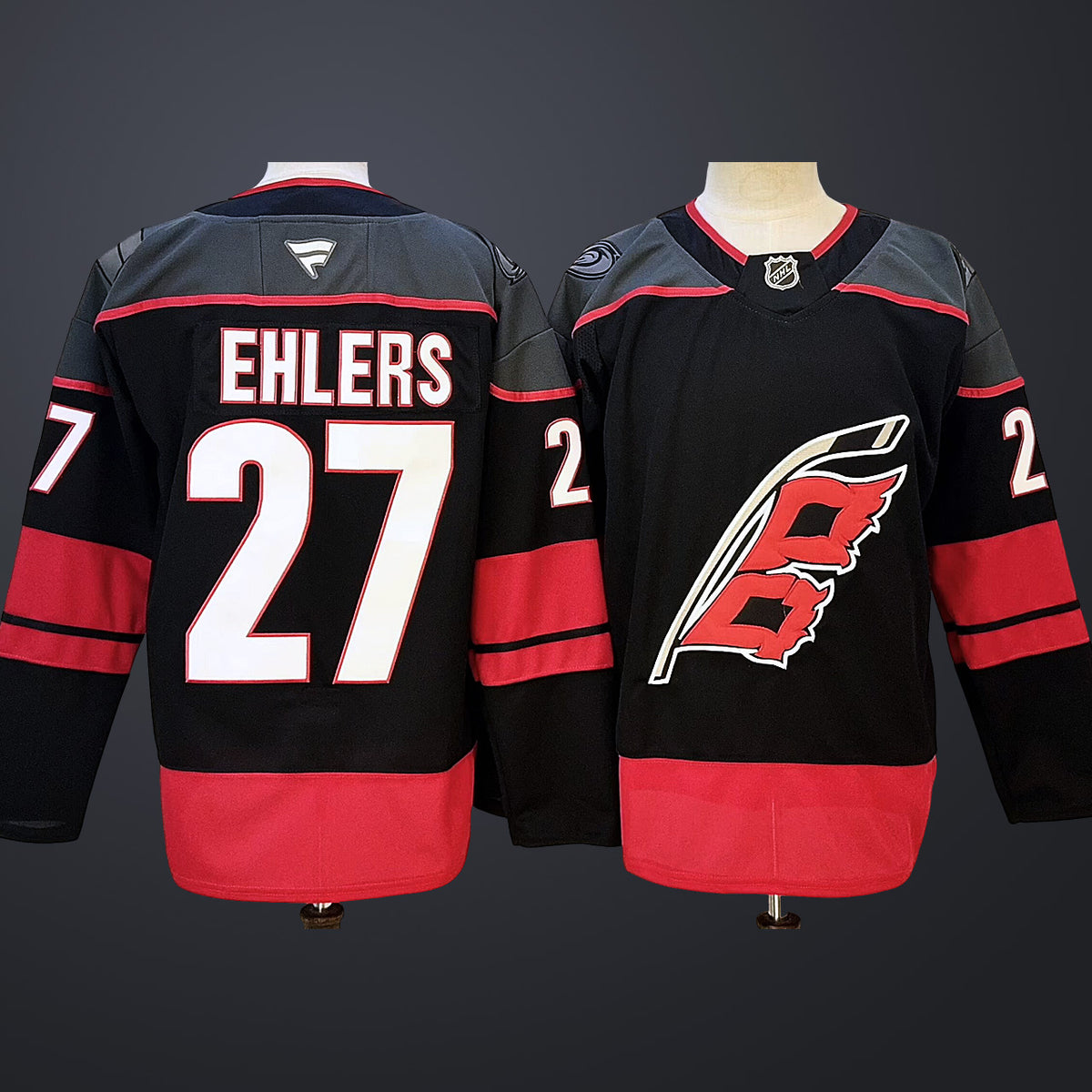Men’s Carolina Hurricanes #27 Ehlers Fanatics Black Stitched Jersey