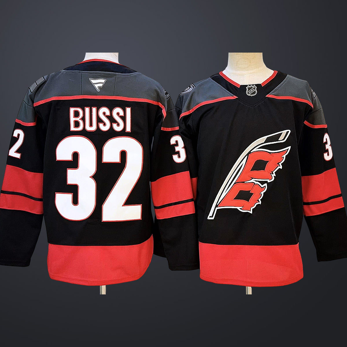 Men’s Carolina Hurricanes #32 BUSSI Fanatics Black Stitched Jersey