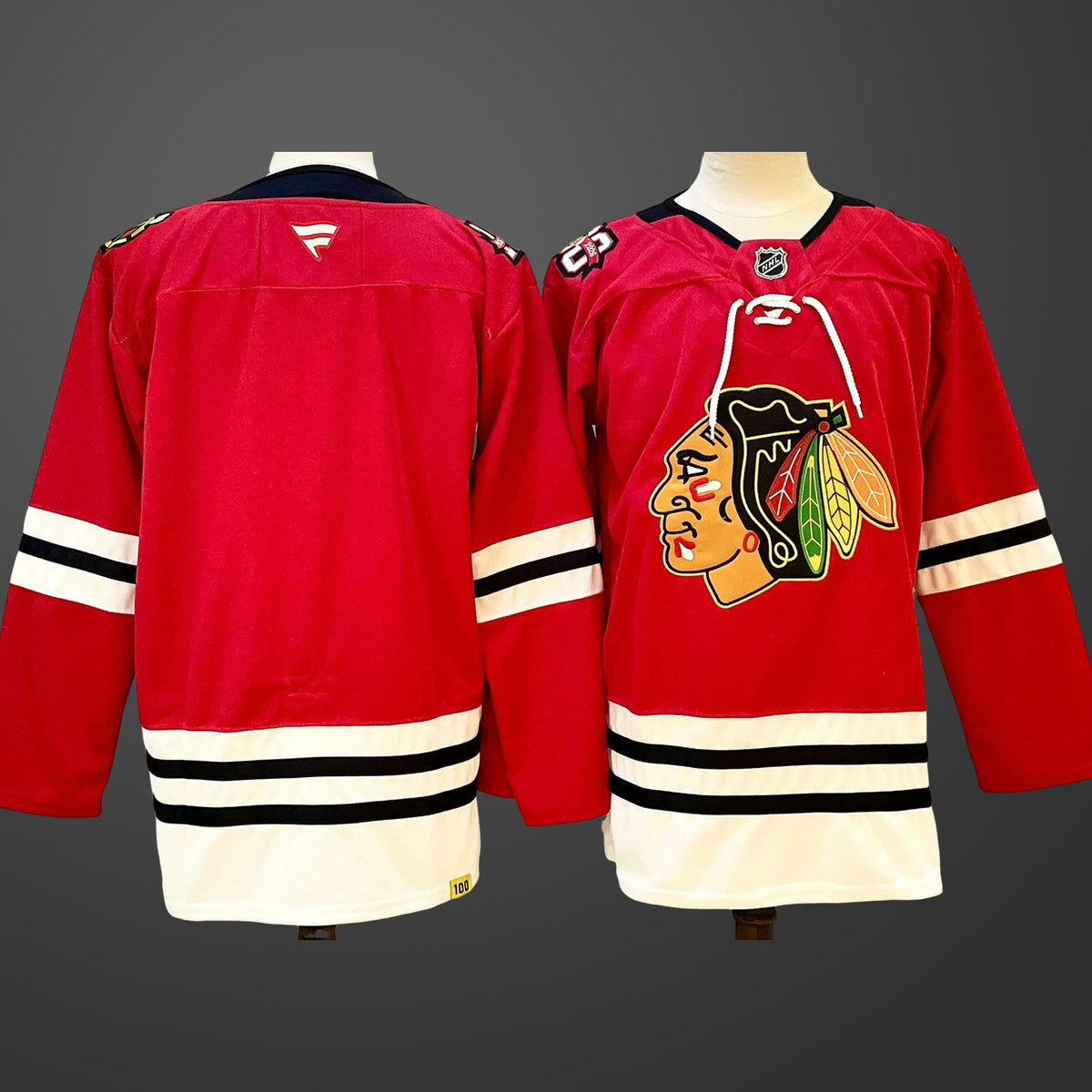 Men’s Chicago Blackhawks Blank Red 2025 Home Centennial Stitched Hockey Jersey
