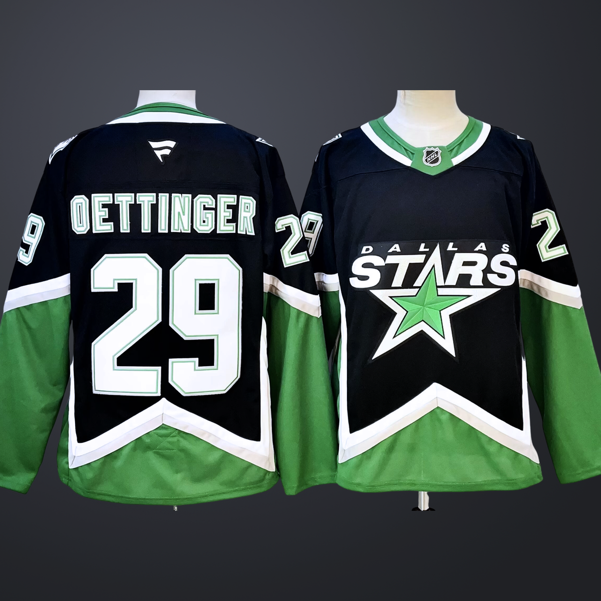 Men’s Dallas Stars #29 Jake Oettinger Black 202526 Alternate Stitched Hockey Jersey