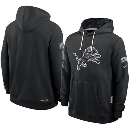 Men’s Detroit Lions Nike Black 2026 Salute to Service Sideline Dri-FIT Pullover Hoodie