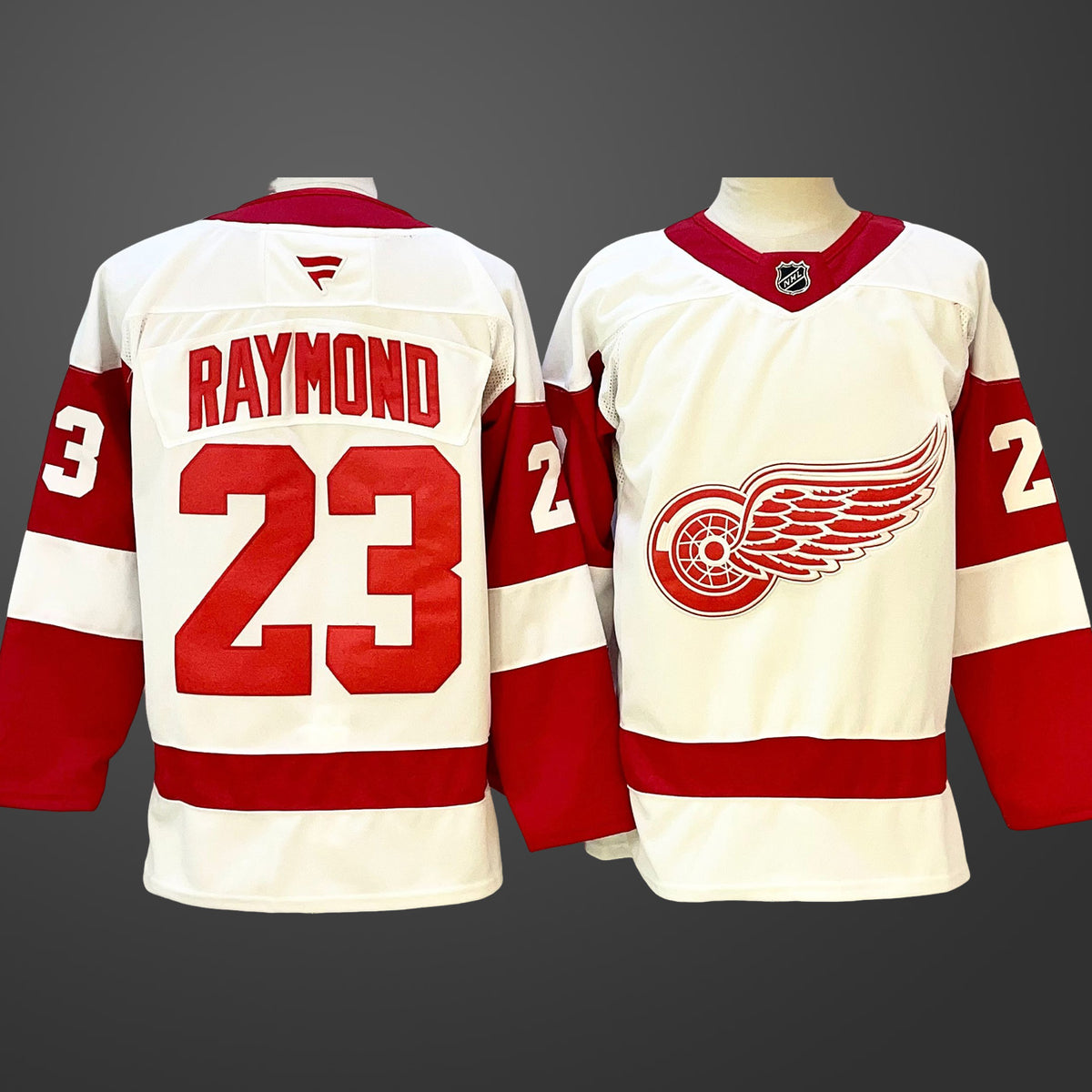 Men’s Detroit Red Wings #23 Lucas Raymond White 2024-25 Stitched Jersey