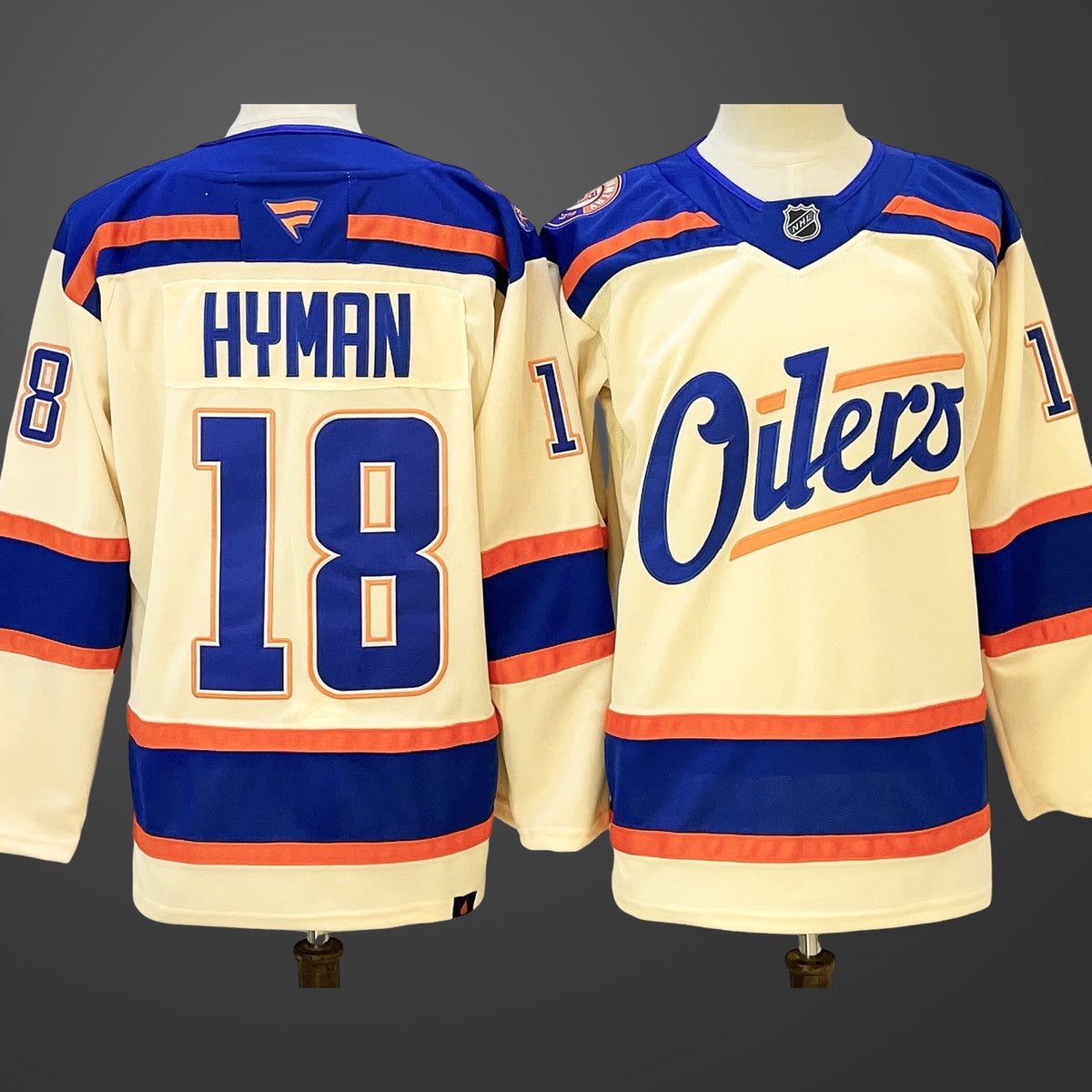 Men’s Edmonton Oilers #18 Zach Hyman Light Beige 2025 Alternate Stitched Hockey Jersey