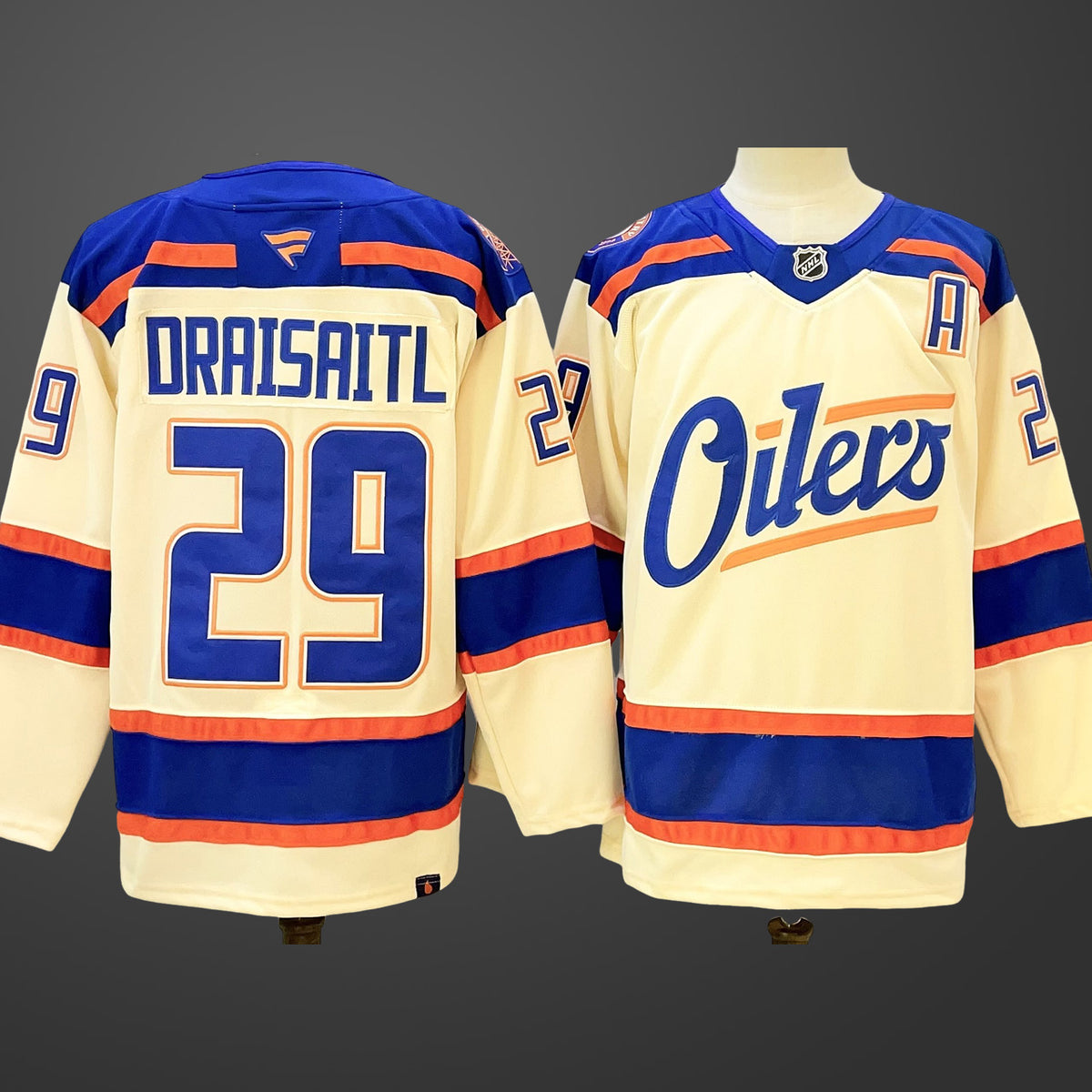 Men’s Edmonton Oilers #29 Leon Draisaitl Light Beige Alternate With A Patch Stitched Hockey Jersey