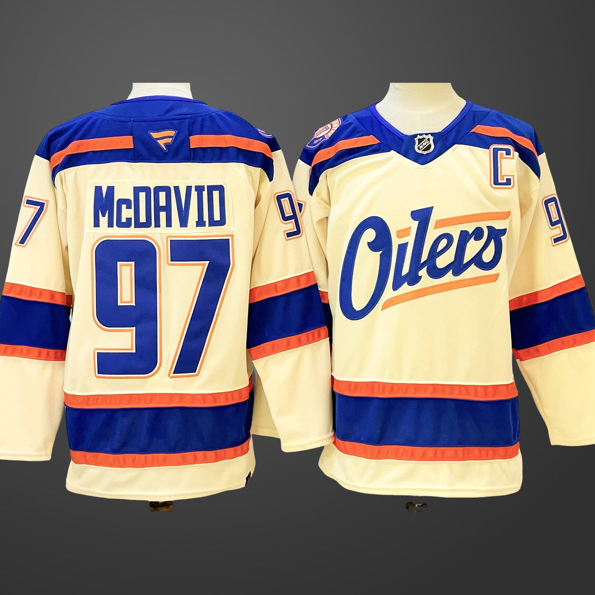 Men’s Edmonton Oilers #97 Connor McDavid Light Beige 2025 Alternate With C Patch Jersey