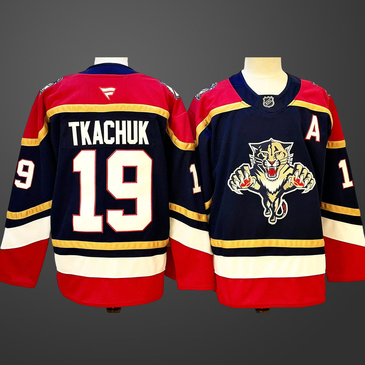 Men’s Florida Panthers #19 Matthew Tkachuk Black 2024-25 Home With A Patch Stitched Hockey Jersey