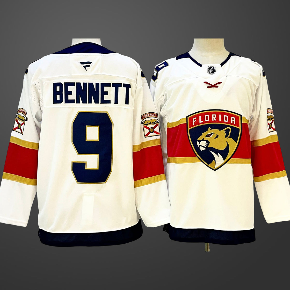 Men’s Florida Panthers #9 Sam Bennett White 2024-25 Stitched Hockey Jersey