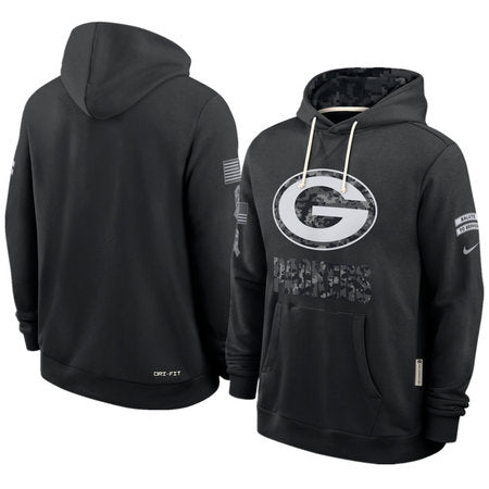 Men’s Green Bay Packers Nike Black 2026 Salute to Service Sideline Dri-FIT Pullover Hoodie