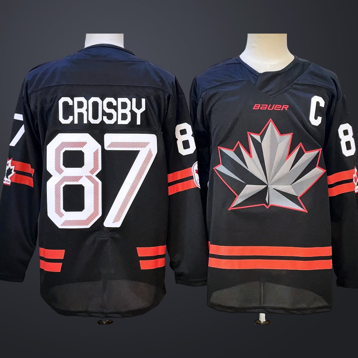 Men’s Hockey Canada #87 Sidney Crosby Black 2026 Olympic Stitched Jersey “C” Patches