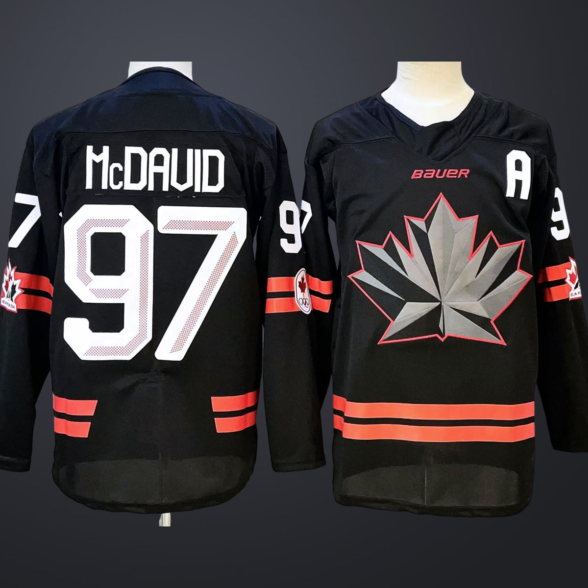 Men’s Hockey Canada #97 Connor McDavid Black 2026 Olympic Stitched Jersey “A” Patches