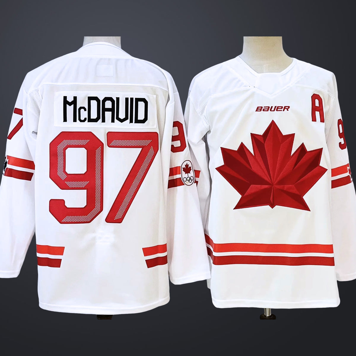 Men’s Hockey Canada #97 Connor McDavid White 2026 Olympic Stitched Jersey “A” Patches