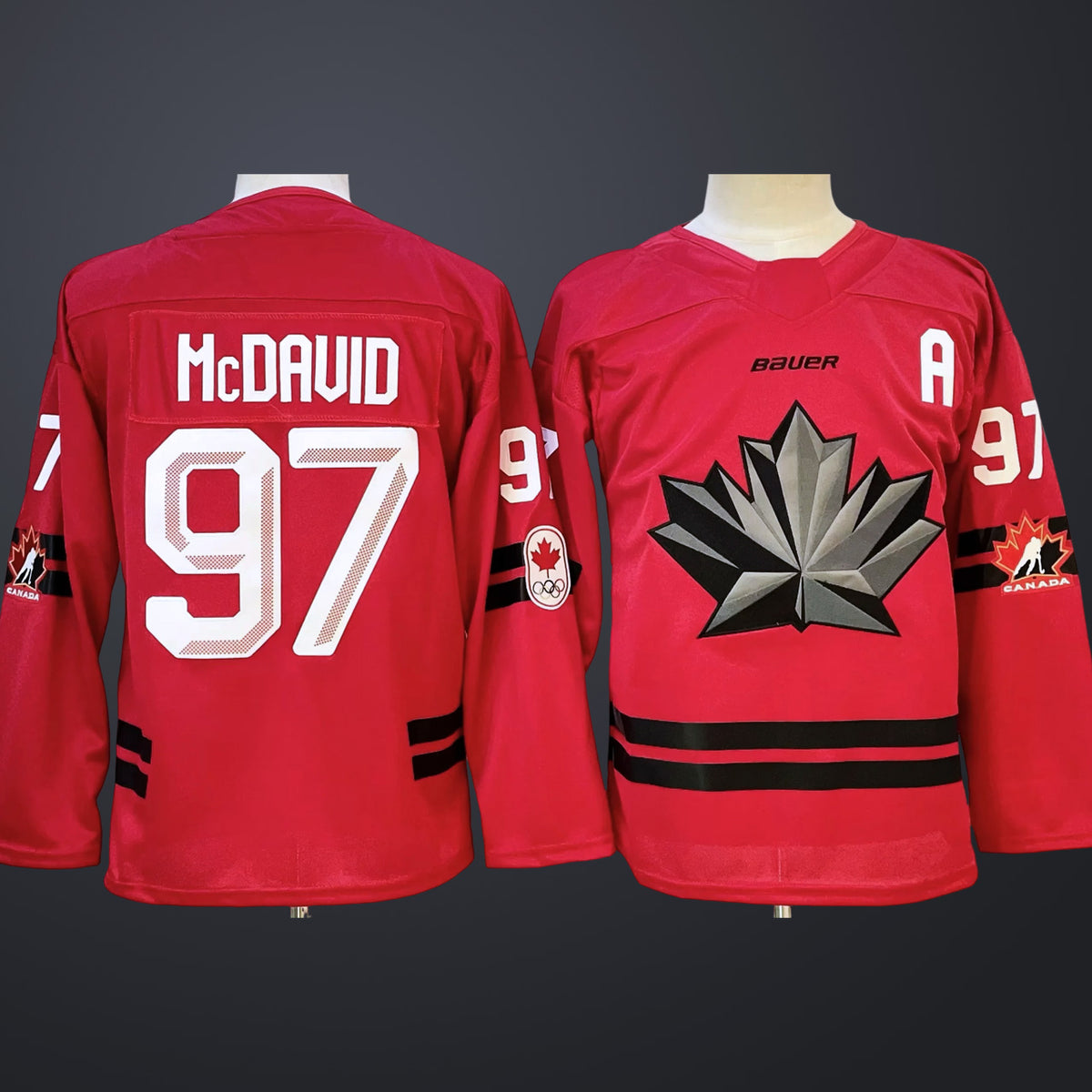 Youth Hockey Canada Connor McDavid #97 Red 2026 Olympic Stitched Jersey “A” Patches