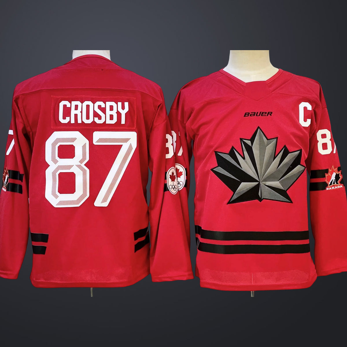 Men’s Hockey Canada #87 Sidney Crosby Red 2026 Olympic Stitched Jersey “C” Patches