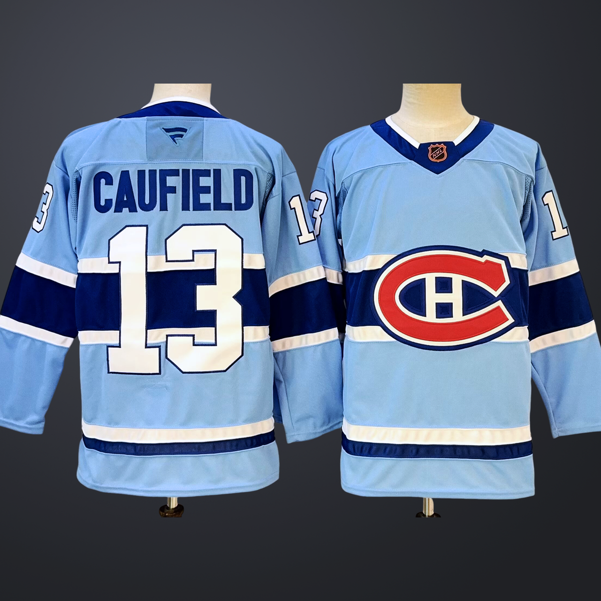 Men’s Montreal Canadiens Blue #13 Cole Caufield Stitched Jersey