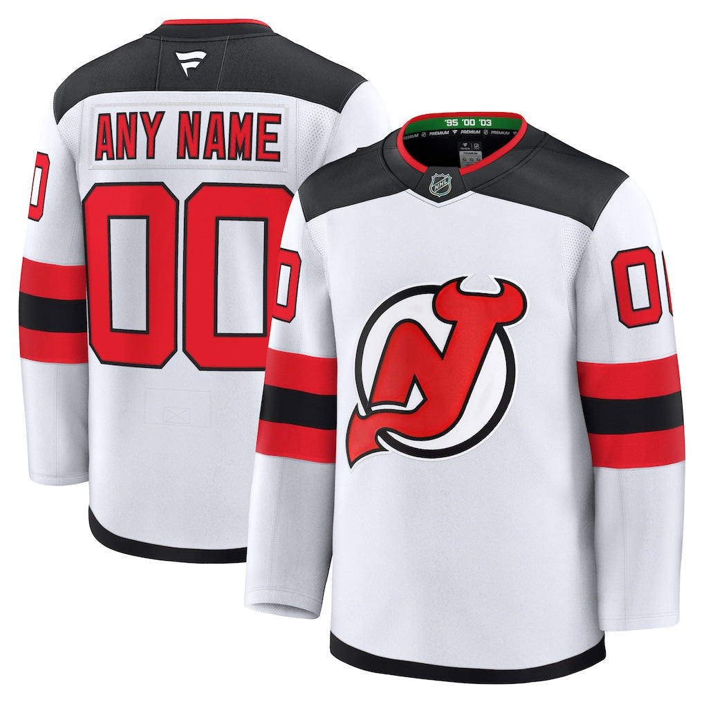 Men’s New Jersey Devils Fanatics White Away Premium Custom Jersey